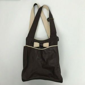J.P. Ourse Brown Cowhide Grain Leather Bow Handbag